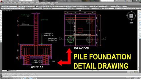 Pile Foundation Detail Drawing In Autocad Youtube