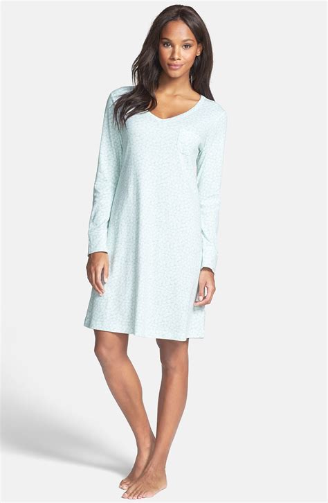 Carole Hochman Designs Long Sleeve Sleep Shirt In Green Clustered