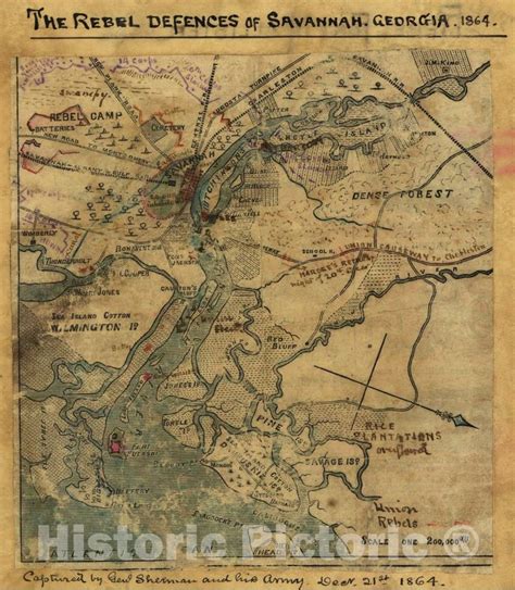 Historic 1862 Map Attack On Ft Pulaski Savannah Georgia April 1862