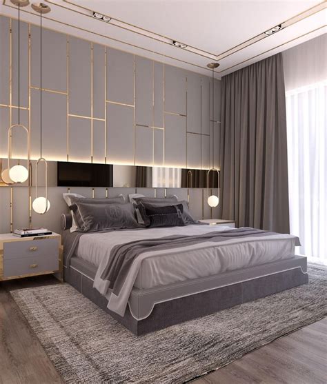 2simphomecom Grey Bedroom With Gold Lines Simple Bedroom Design