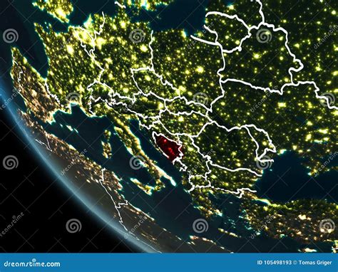 Satellite View Of Bosnia And Herzegovina At Night Stock Illustration