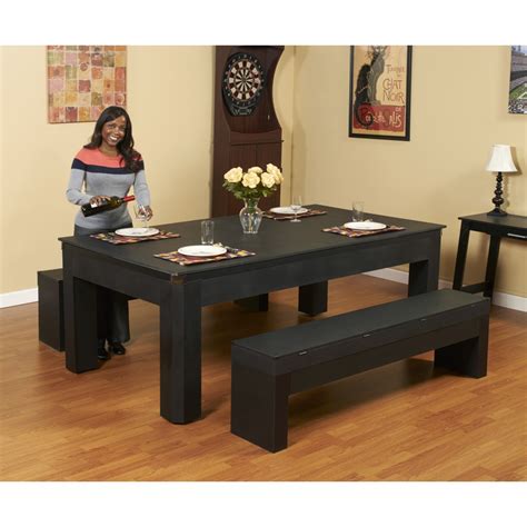 Otis slate pool table with professional installation included plank & hide felt color: 7' Park Avenue Pool Table Set With Benches & Top ...