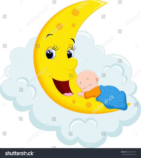 Baby Sleeping On Moon Stock Vector Royalty Free 284182118 Shutterstock