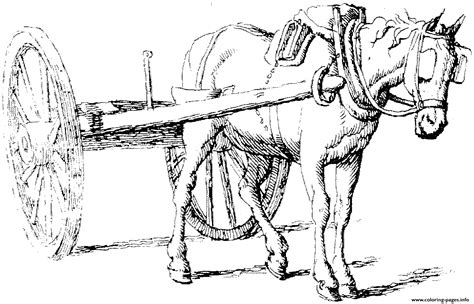 horse  wagon coloring pages printable