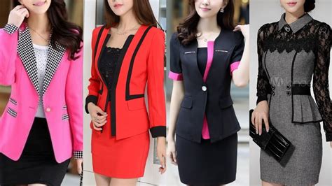 Elegant Formal Office Business Women Suits Jacket Blazers And Skirts Two Peace Blazers With