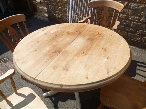 Super rustic/country solid pine round extending dining table and 4
