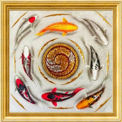 Famous Asian Koi Fish Art Painting Online L Royal Thai Art Fish Art