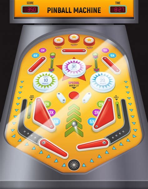 Free Vector Colored And Cartoon Pinball Machine Composition Game
