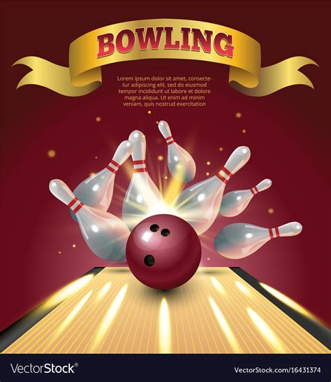 Bowling Club Poster With Realistic Ball Royalty Free Vector