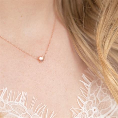 Dainty Heart Necklace Silver Gold Rosegold Etsy