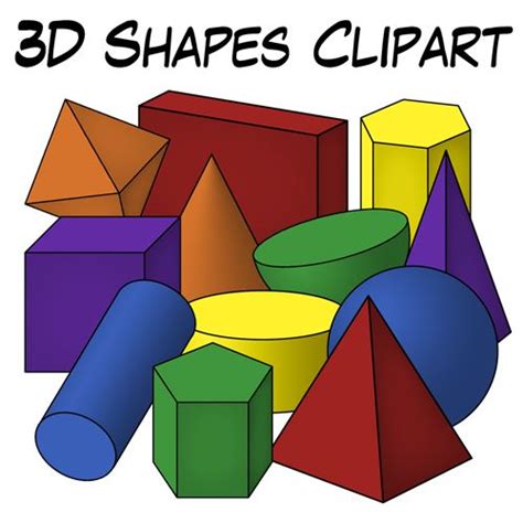 Basic 3d Shapes Clip Art Math 3d Shapes Math Geometry