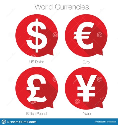 World Currencies Sign Symbol Set Stock Vector Illustration Of