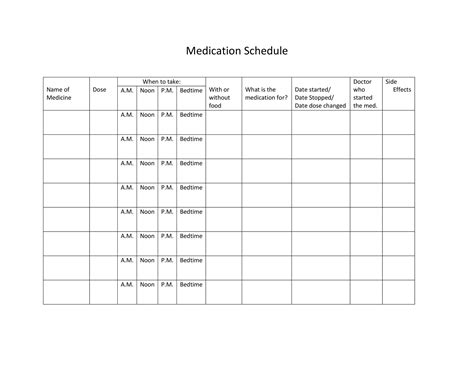 Printable Daily Medication Schedule Template
