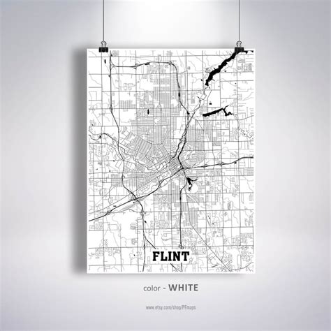 Flint Map Print Flint City Map Michigan Mi Usa Map Poster Etsy