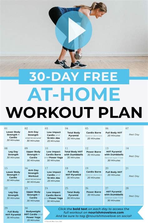Are you working out at home with nothing but some resistance bands, or a few dumbbells. at home workout plan - Nourish, Move, Love