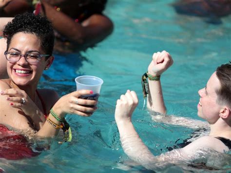 Lesbians Attend Cabana Pool Party