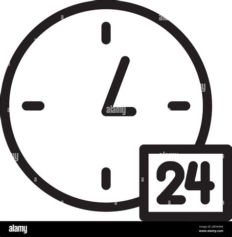 24 Hours Symbol Clock Icon Over White Background Line Style Vector