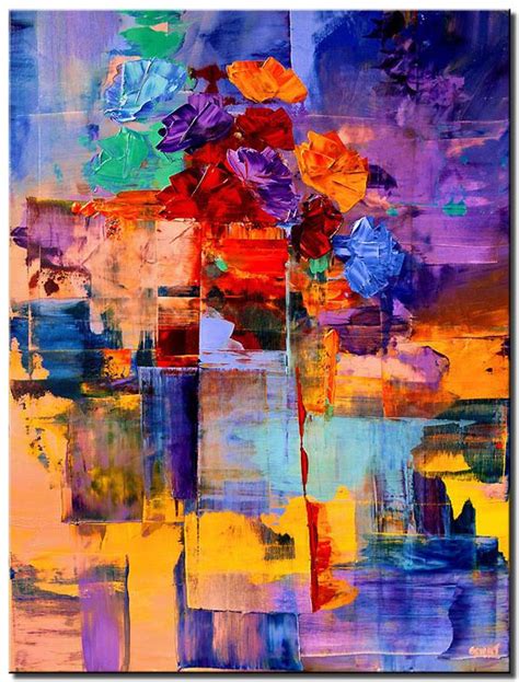 Painting For Sale Colorful Abstract Vase Vertical Large