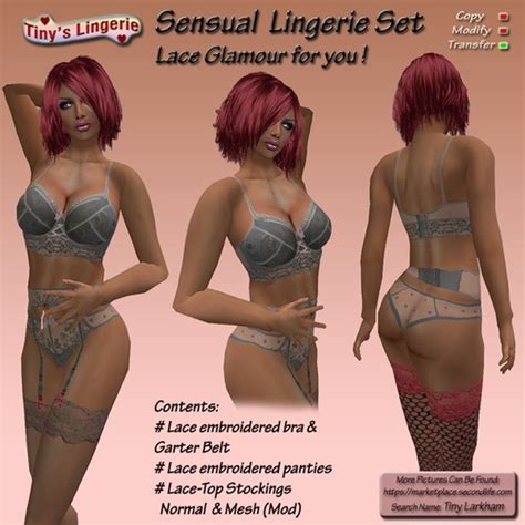 Second Life Marketplace Betty Lingerie Set Grey Pink