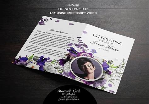 Templates Paper And Party Supplies Funeral Program Template Purple