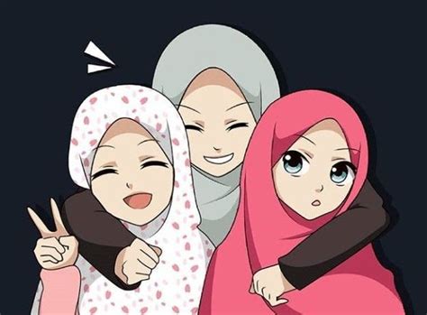 Pinggan tak retak, nasi tak dingin. Best Friend Forever Gambar Kartun Muslimah 3 Sahabat