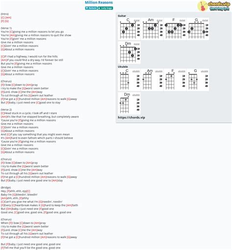 Chord Million Reasons Tab Song Lyric Sheet Guitar Ukulele