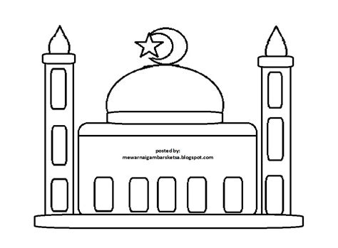 Gambar Mewarnai Pdf Masjid Gambar Mewarnai Drawing Image
