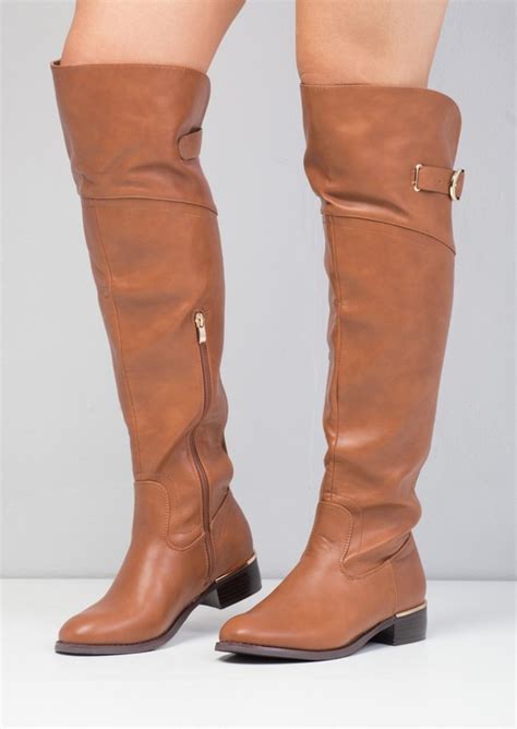 Almond toe and zip fastening. Faux Leather Flat Knee High Long Riding Style Boots Brown