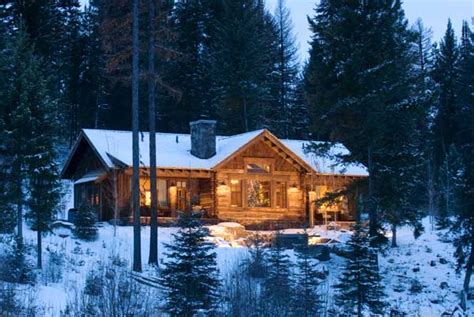 A cozy log cabin tucked back in the montana pines. How the West Was Done: Montana Reclaimed Log Cabin