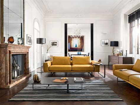 Perfect For City Home Natuzzi Tempo Sofa In Mustard Yellow In