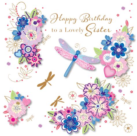 Lovely Sister Happy Birthday Greeting Card Cards Love Kates