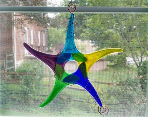 Fused Glass Star Ornament Star Suncatcher Rainbow Star Etsy