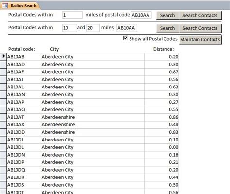 Postal Code Radius Database | UK Version
