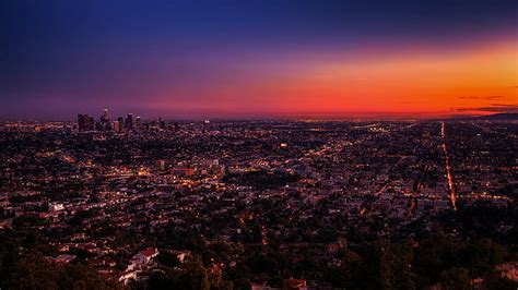 도시 도시 일몰 로스 앤젤레스 포토샵 미국 도시 풍경 햇빛 hd 배경 화면 wallpaperbetter