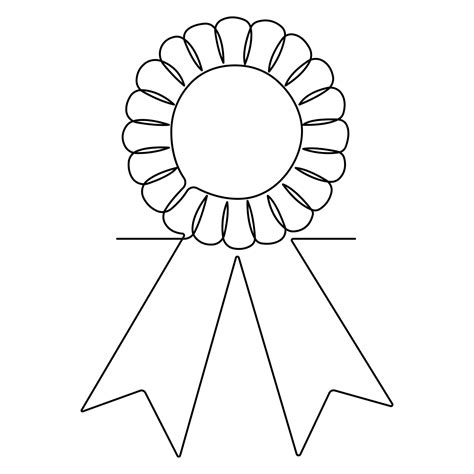 Continuous Single Line Art Drawing Award Ribbon Or Certificate Drawn In