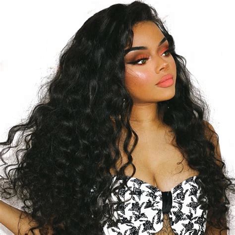Buy 250 Density Lace Front Human Hair Wigs For Women Black Full Brazilian