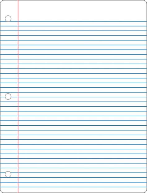 College ruled notebook paper template