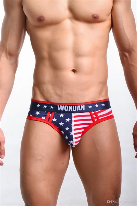 Wholesale Sexy Men Striped Stars U Pouch Gay Underwear Low Rise Waist
