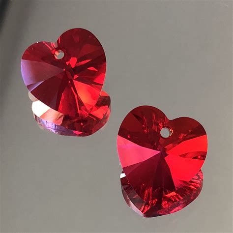 Swarovski Crystals 14mm Red Heart Crystal Pendant Light Siam Astral Pink Heart Red Crystal