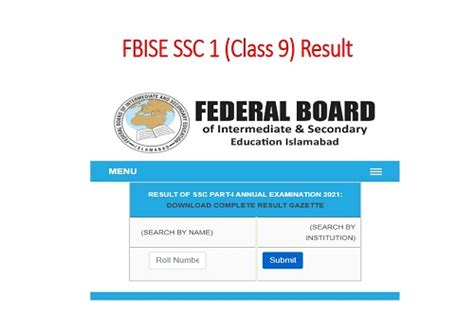 Fbise Result 2022 Ssc Part 1 9th Class Result Marksheet Pk