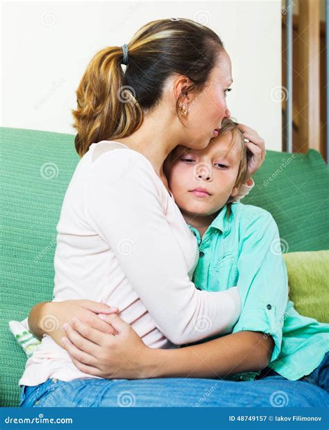 Woman Comforting Crying Teenager Stock Image Image Of Comfort Face