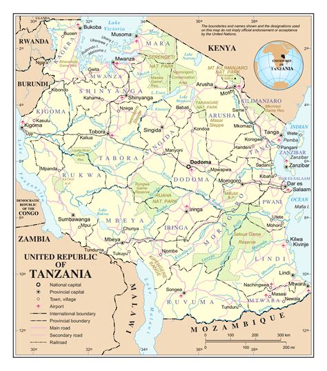 Large Detailed Political And Administrative Map Of Tanzania With Roads