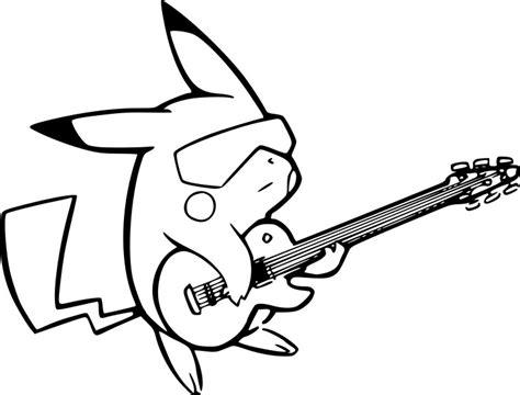 By the pokémon company (author). Coloriage Pikachu avec une guitare à imprimer