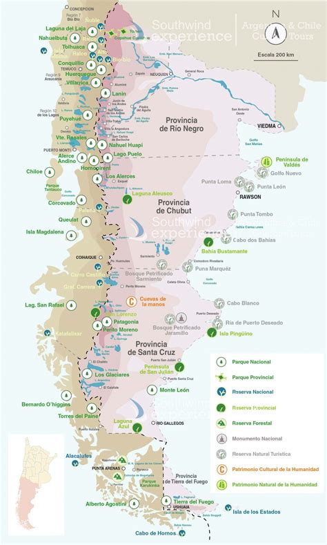 Patagonia National Parks Map Southwind Experience