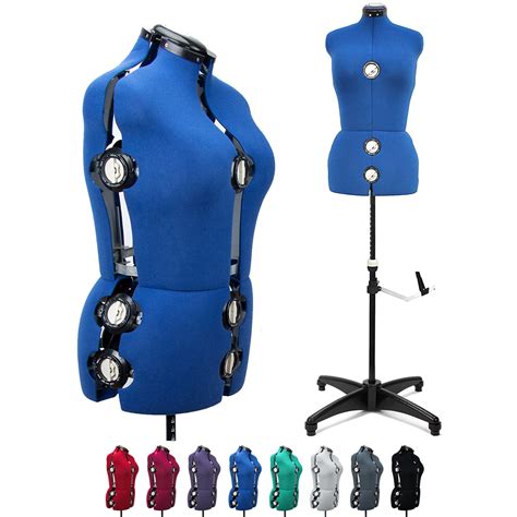 Blue 13 Dials Female Fabric Adjustable Mannequin Dress Form For Sewing