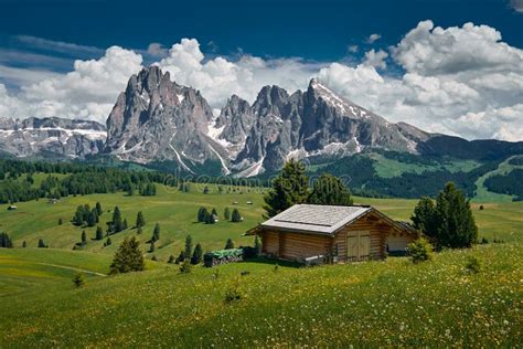 The Landscape Around Alpe Di Siusiseiser Alm Dolomites Italy Stock