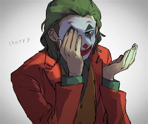 The Joker Is Holding His Hands Up To His Face