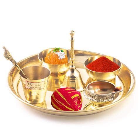 Rolimoli Brass Pooja Plate Set Puja Itemsaarti Thali For Home Mandir