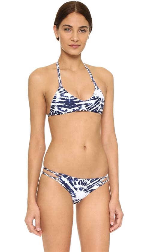 Mikoh Swimwear Uluwatu Racer Back Bikini Top In Blue Lyst