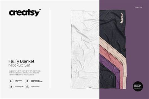Download Fluffy Blanket Mockup Set- Fluffy blanket template ...